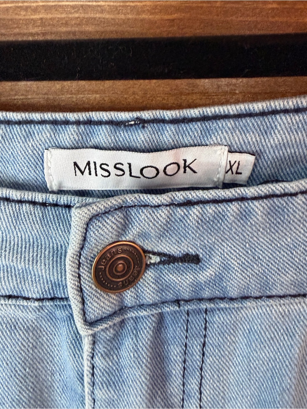 MISSLOOK Light Wash Straight-Leg Jeans with Multicolor Floral Prints Size XL 🌼 - Picture 2 of 5